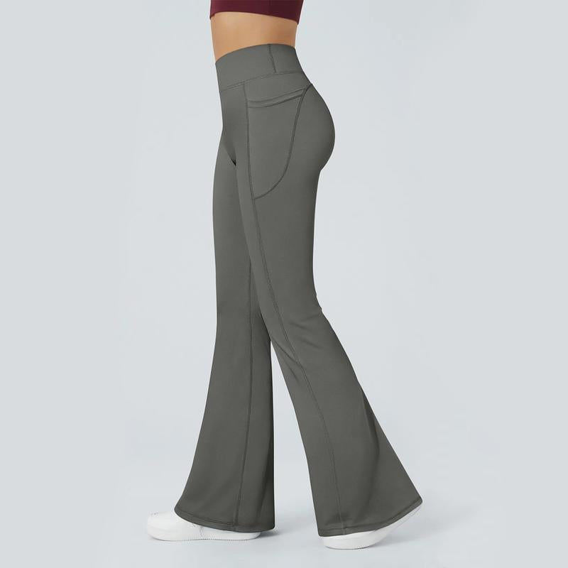 OYV Women Workout Flare High Waist Butt Lifting Casual Soft Leg Flared Bottoms with Pockets