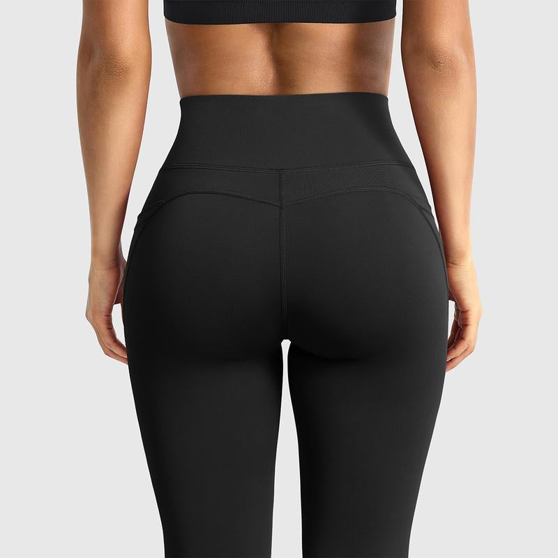 OYV Women Workout Flare High Waist Butt Lifting Casual Soft Leg Flared Bottoms with Pockets