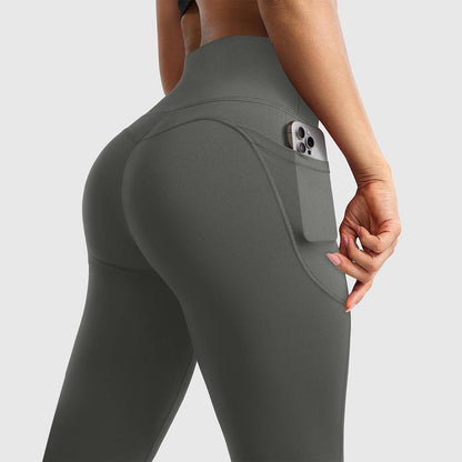 OYV Women Workout Flare High Waist Butt Lifting Casual Soft Leg Flared Bottoms with Pockets